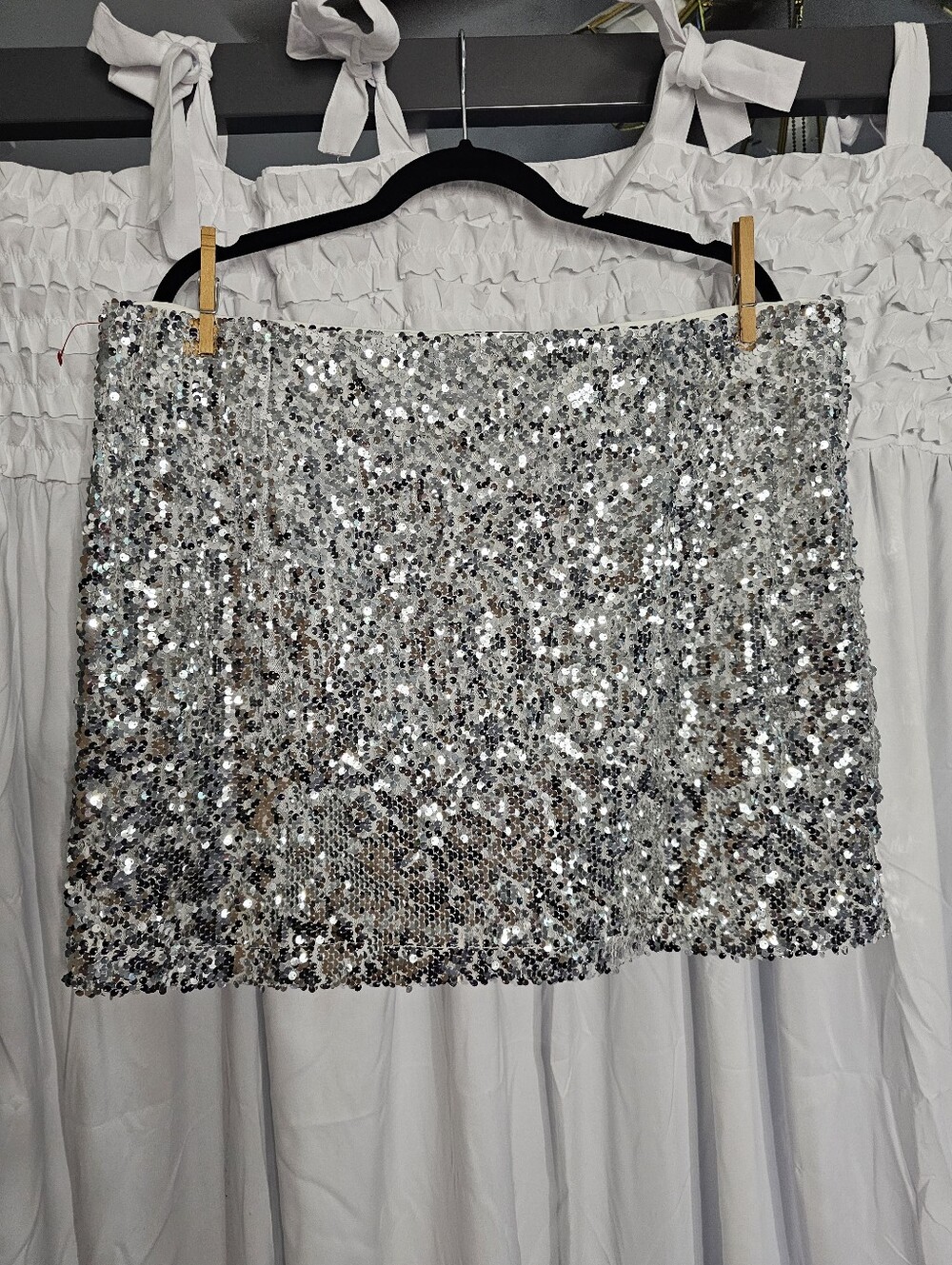 Silver Sequin Mini Skirt XXL NWT